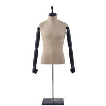 mannequin fabric dress form medium with wooden arms male tailor dummy